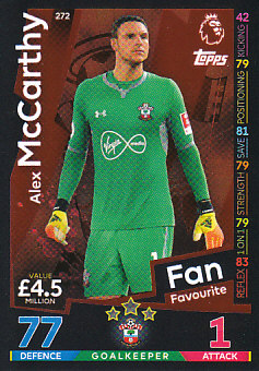 Alex McCarthy Southampton 2018/19 Topps Match Attax Fan Favourite #272